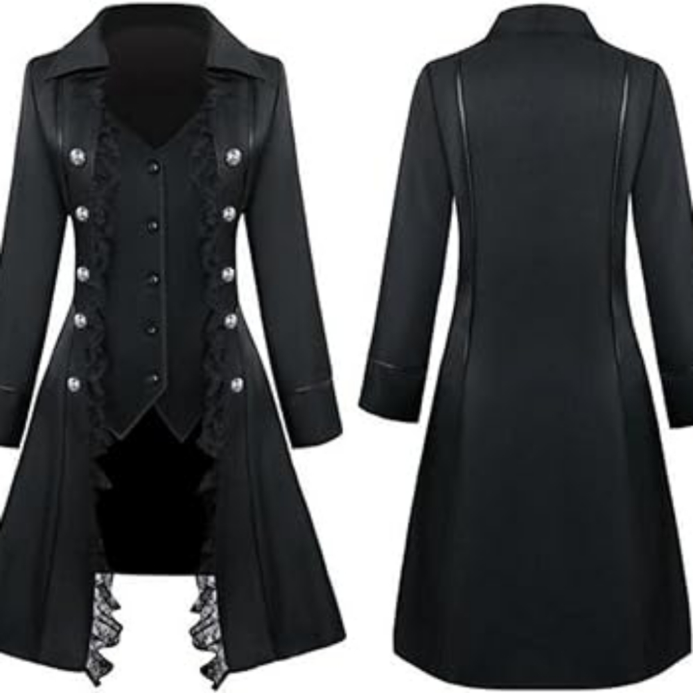 Black Women's Large Steampunk Uniform Costume Party Gothic Coat Underworld